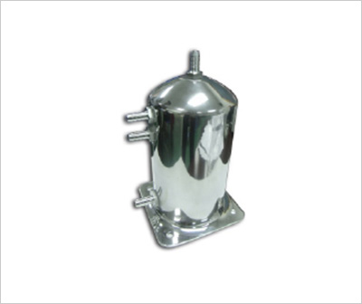 ALUMINIUM SURGE TANK WITH AN AND HOSE BARB FITTINGS